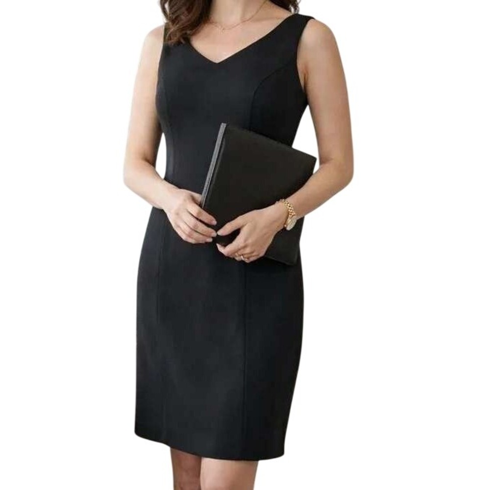 Tommy Bahama Silk Sheath Dress Minimalist LBD Herringbone Black Size 8 mini